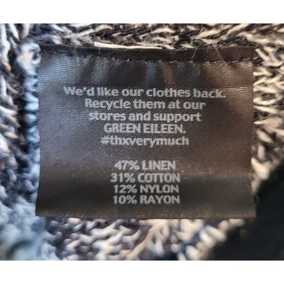 Eileen Fisher Black Heathered Linen Twist Scoop Neck Sweater M - Picture 9 of 9